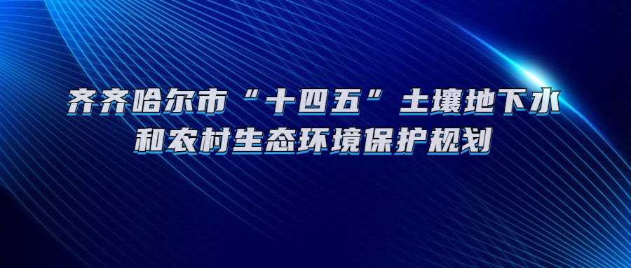 齐齐哈尔市“十四五”土壤地下水和农村生态环境保护规划
